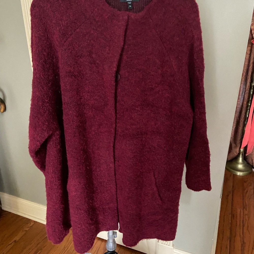 Women's Wool Eileen Fisher Burgundy Sweater - Picture 5 of 9